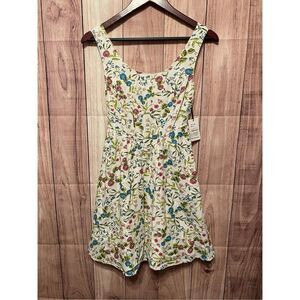 NWT Sincerely Jules Floral Cream Mini Dress Romper with Blue & Pink Floral Print